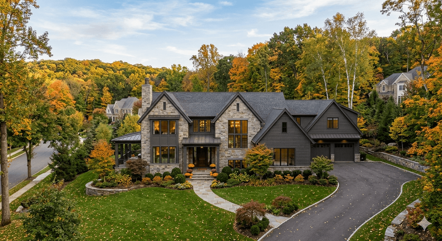 Luxury New Jersey home with stone masonry, siding and a new roof by A&E Exteriors LLC